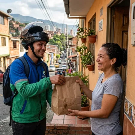 Repartidor local entregando pedidos de ofertas diarias en Yopal